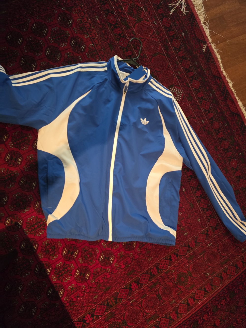 adidas Blue and White Windbreaker Jacket